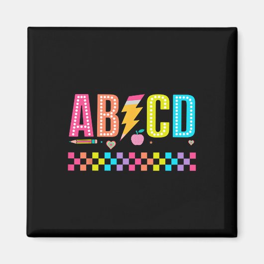 Abcd Zurück zur Schule Tee Magnet (Vorne)