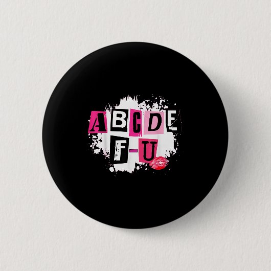 Abcdefu Retro Funny Heart Valentine's Day Button (Vorderseite)