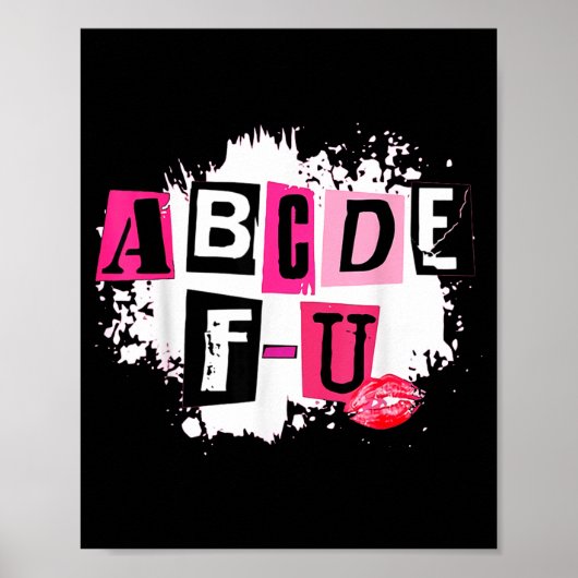 Abcdefu Retro Funny Heart Valentine's Day Poster (Vorne)