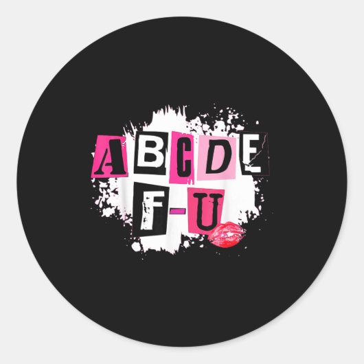 Abcdefu Retro Funny Heart Valentine's Day Runder Aufkleber (Vorderseite)