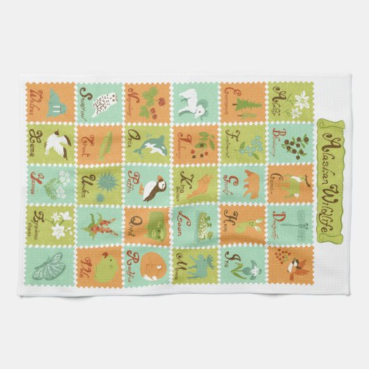 ABCs... Alaskan Wildlife Geschirrtuch (Horizontal)