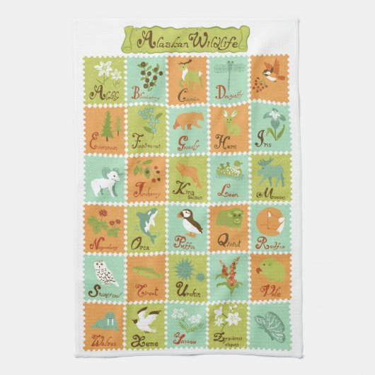 ABCs... Alaskan Wildlife Geschirrtuch (Vertikal)