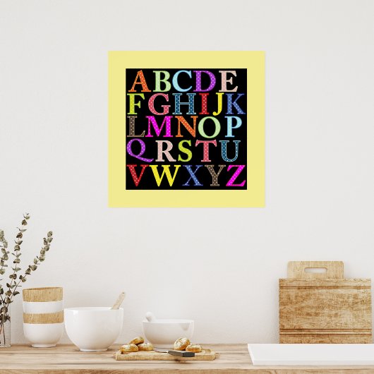 ABCs attraktiver, heller und farbenfroher ALPHABET Poster (Küche)