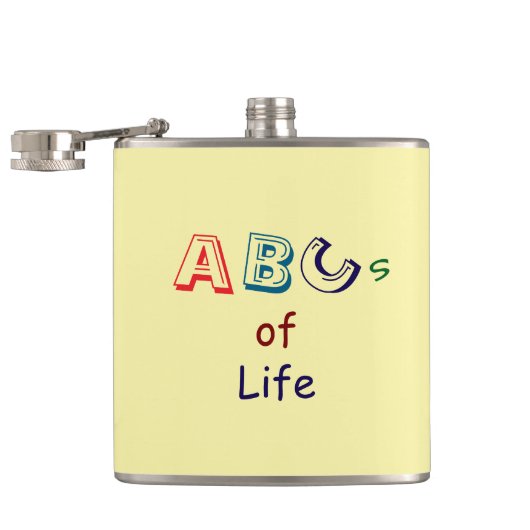ABCs des Lebens Vinyl umwickelte Flasche Flachmann (Geöffnet)