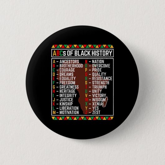 ABCs des Schwarze Geschichte Monats Alphabet Lerne Button (Vorderseite)