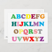 ABCs farbenfrohe Buchstaben Postkarte (Vorne/Hinten)