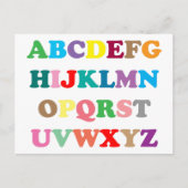 ABCs farbenfrohe Buchstaben Postkarte (Vorderseite)