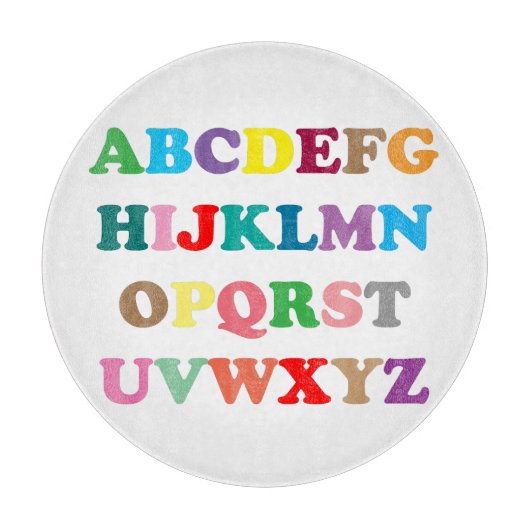 ABCs farbige Schrift Schneidebrett (Vorderseite)