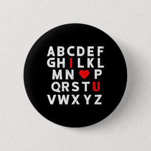 Abc's I Love U Süßes I-love-you Alphabet Lehrer Va Button