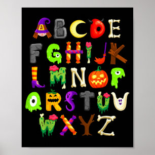Abcs Learning Kindergarten Lehrer Lustiger Hallowe Poster