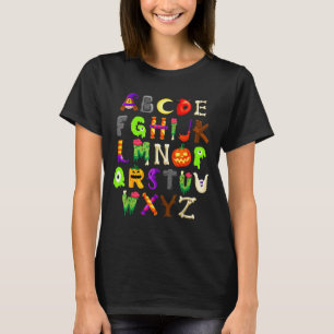 Abcs Learning Kindergarten Lehrer Lustiger Hallowe T-Shirt