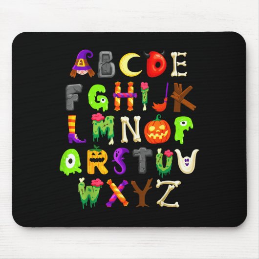 Abcs Learning Kindergarten Lehrer Lustiges Hallowe Mousepad (Vorne)