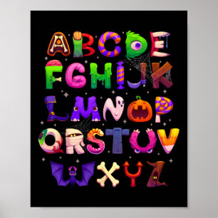 Abcs Learning Kindergarten Lehrerin Funny Hallowee Poster
