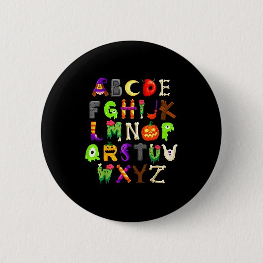 Abcs Learning Kindergarten Teacher Funny Halloween Button (Vorderseite)