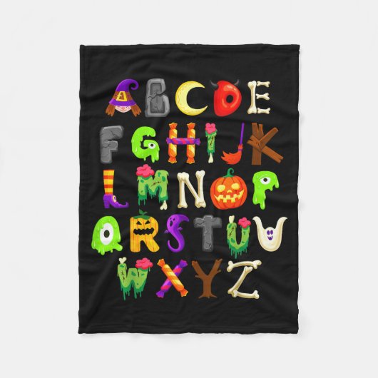 Abcs Learning Kindergarten Teacher Funny Halloween Fleecedecke (Vorderseite)