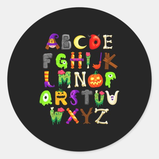 Abcs Learning Kindergarten Teacher Funny Halloween Runder Aufkleber (Vorderseite)