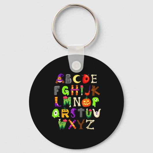 Abcs Learning Kindergarten Teacher Funny Halloween Schlüsselanhänger (Vorderseite)