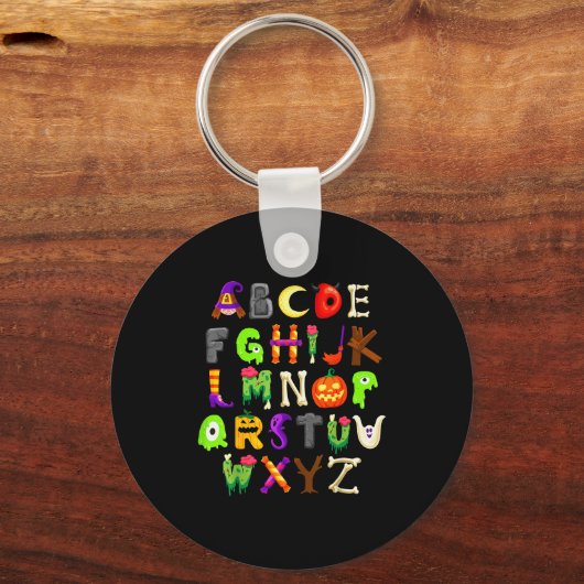 Abcs Learning Kindergarten Teacher Funny Halloween Schlüsselanhänger (Vorderseite)