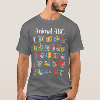 ABCs Lernen Jungen Mädchen Süße Tiere Alphabet fre T-Shirt