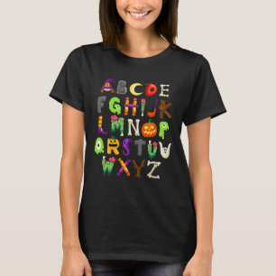 Abcs Lernen Kindergarten-Lehrer Lustiger Halloween T-Shirt