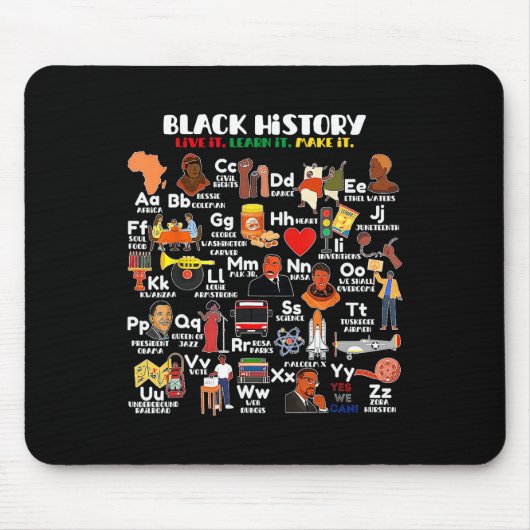 Abcs Of Black History Month Pride Live It Learn It Mousepad (Vorne)