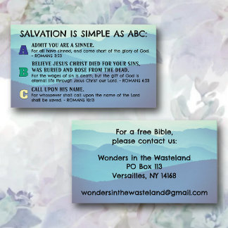 ABC's of Salvation Gospel Tract KJV Scripture Visitenkarte
