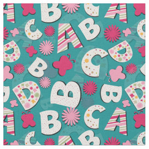 ABCs Rosa u. blauer Entwurf Stoff