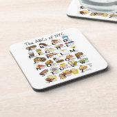 ABCs von NYC Iconic New York City Foods Alphabet Getränkeuntersetzer (Linke Seite)