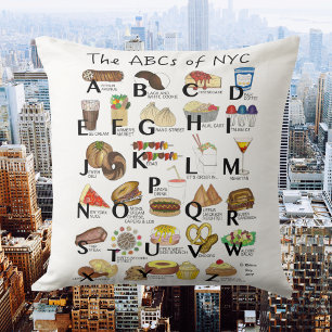 ABCs von NYC Iconic New York City Foods Alphabet Kissen