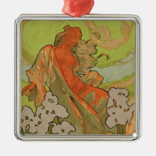 Abdeckung der Kerbe und Libretto der Oper "Iris", Silbernes Ornament