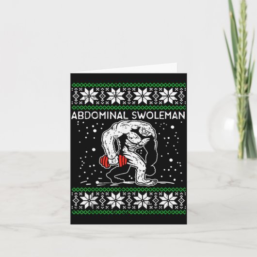 Abdominal Swoleman Yeti Fun Christmas Gym Weightli Karte (Vorderseite)