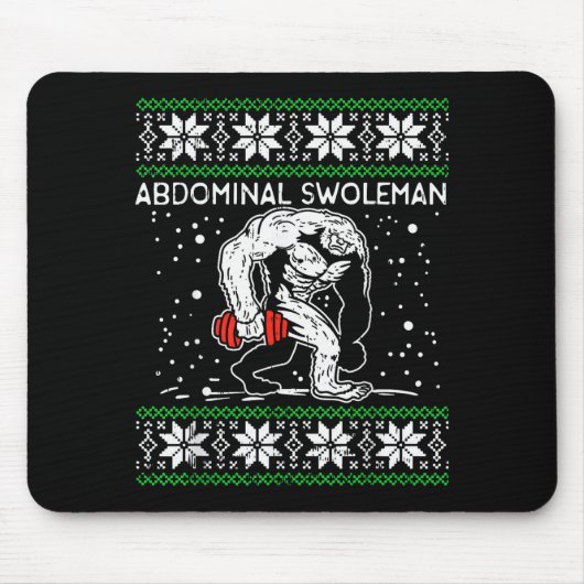 Abdominal Swoleman Yeti Fun Christmas Gym Weightli Mousepad (Vorne)