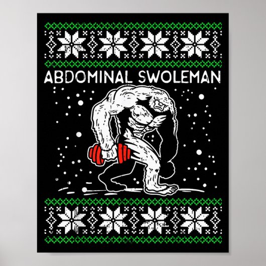Abdominal Swoleman Yeti Fun Christmas Gym Weightli Poster (Vorne)