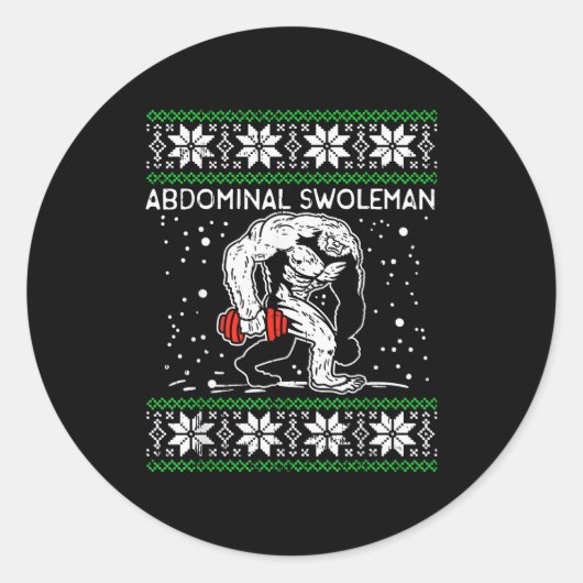 Abdominal Swoleman Yeti Fun Christmas Gym Weightli Runder Aufkleber (Vorderseite)