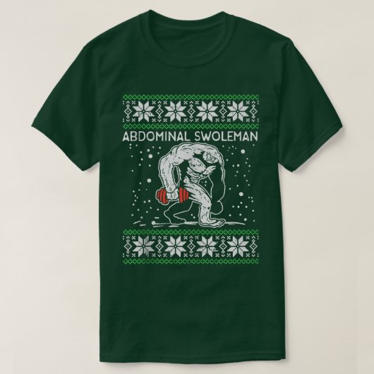 Abdominal Swoleman Yeti Fun Christmas Gym Weightli T-Shirt (Design vorne)
