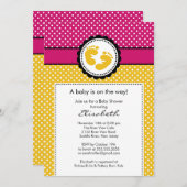 Abdruck-Babyparty-Einladungs-Gelb-Tupfen Einladung (Vorne/Hinten)