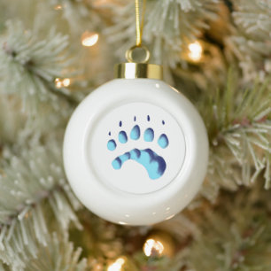 Abdruck der Pfote eines Eisbären Keramik Kugel-Ornament