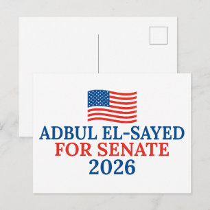 Abdul El-Sayed für den Senat Michigan Wahl 2026 Postkarte