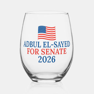Abdul El-Sayed für den Senat Wahl 2026 Weinglas Ohne Stiel