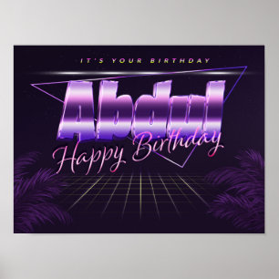 Abdul Name Vorname lila retro Poster Geburtstag