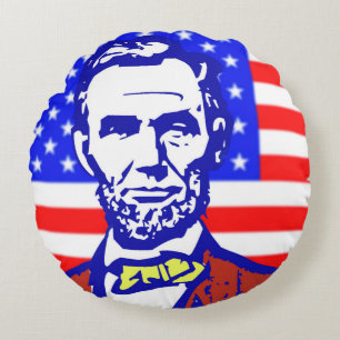 ABE LINCOLN 3-ZEICHEN RUNDES KISSEN