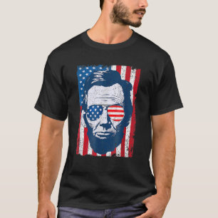 Abe Lincoln Beard Sonnenbrille & American Flag 4th T-Shirt