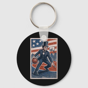 Abe Lincoln dribbelt - Amerikanischer Baseballspie Schlüsselanhänger