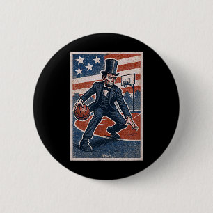 Abe Lincoln Dribbling - Amerikanischer Baseballspi Button