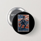 Abe Lincoln Dribbling - Amerikanischer Baseballspi Button (Vorne & Hinten)