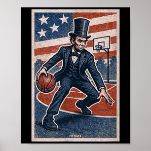 Abe Lincoln Dribbling - Amerikanischer Baseballspi Poster