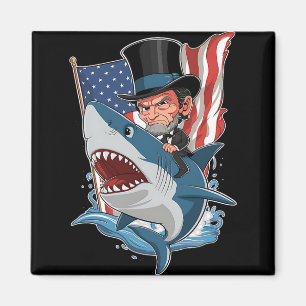 Abe Lincoln fährt auf Hai Awesome Fourth Of July G Magnet