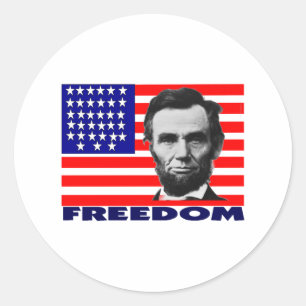 Abe Lincoln "Freedom" Flag Kunstgeschenke - Einzig Runder Aufkleber