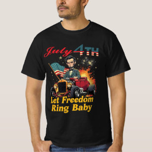 Abe Lincoln Hotrod 4. Juli  T-Shirt