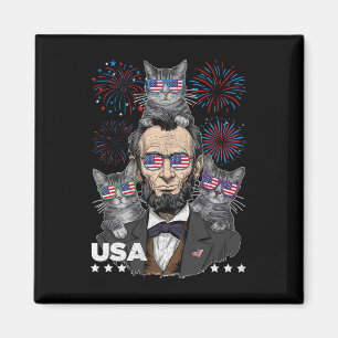 Abe Lincoln Katzenliebhaber Lustig 4. Juli Unabhän Magnet